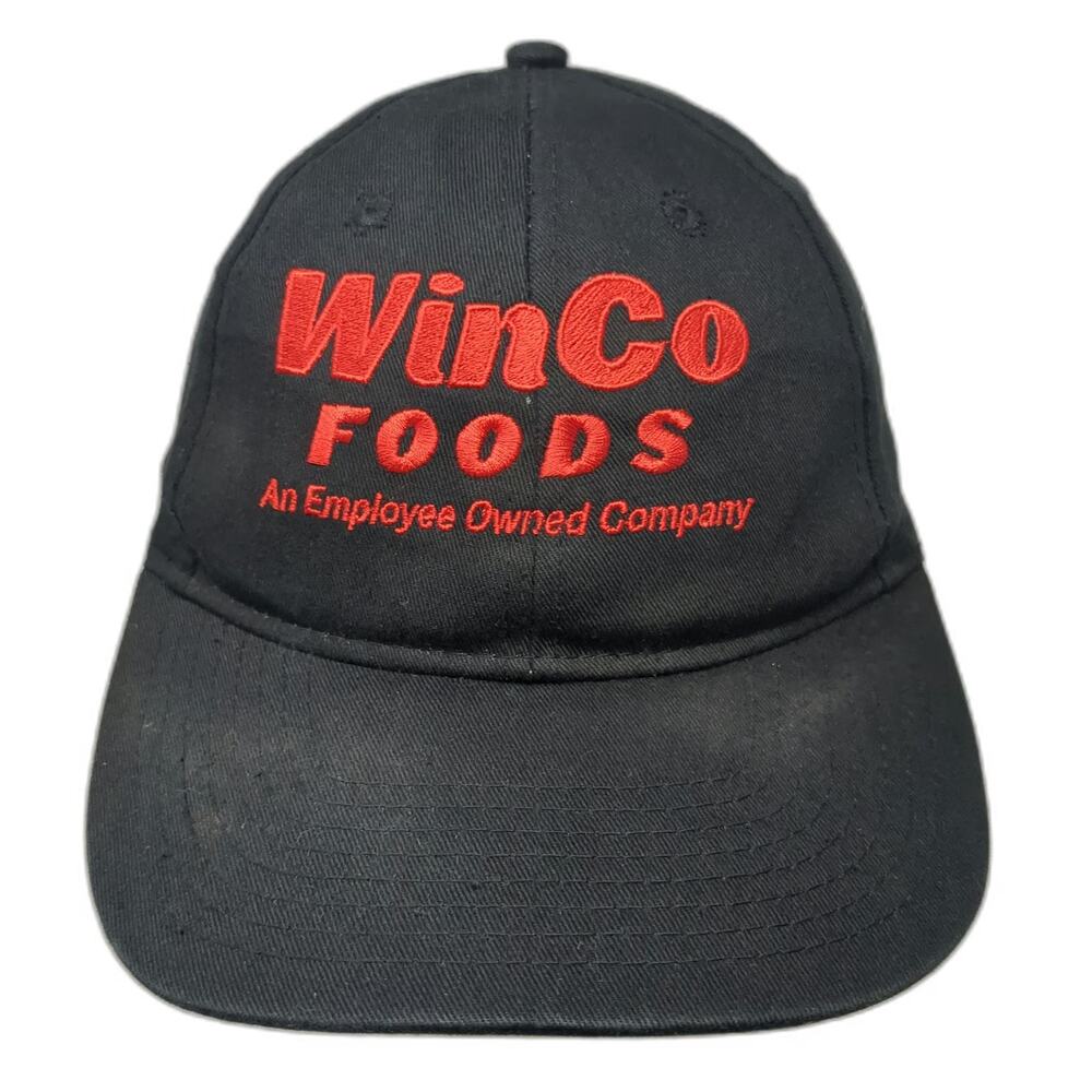 KC Baseball Cap Black One Size WinCo Foods Embroidered Logo Strapback Hat